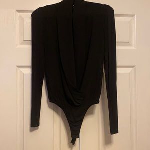 Black Draped Bodysuit